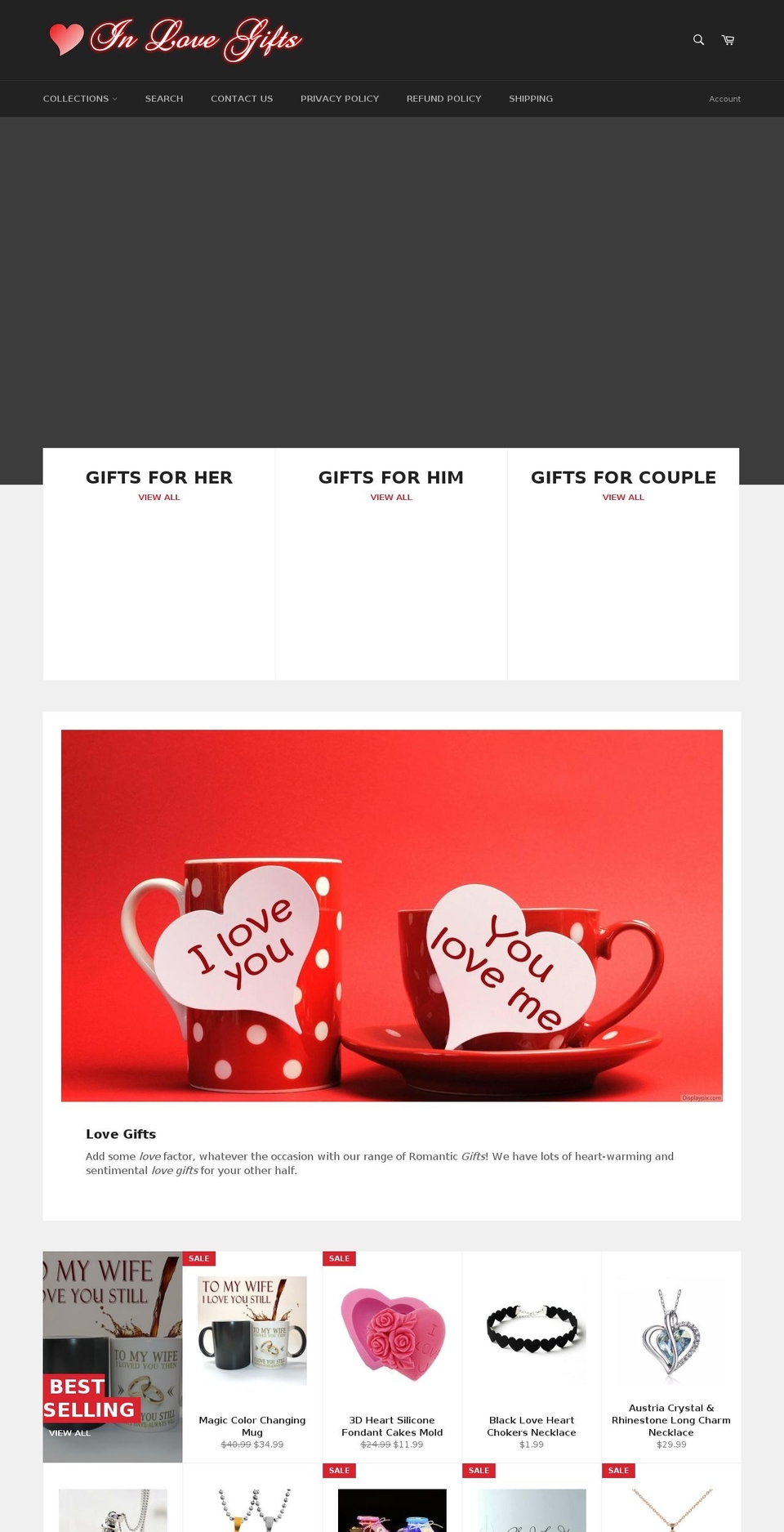 inlovegifts.com — Shopify storefront screenshot