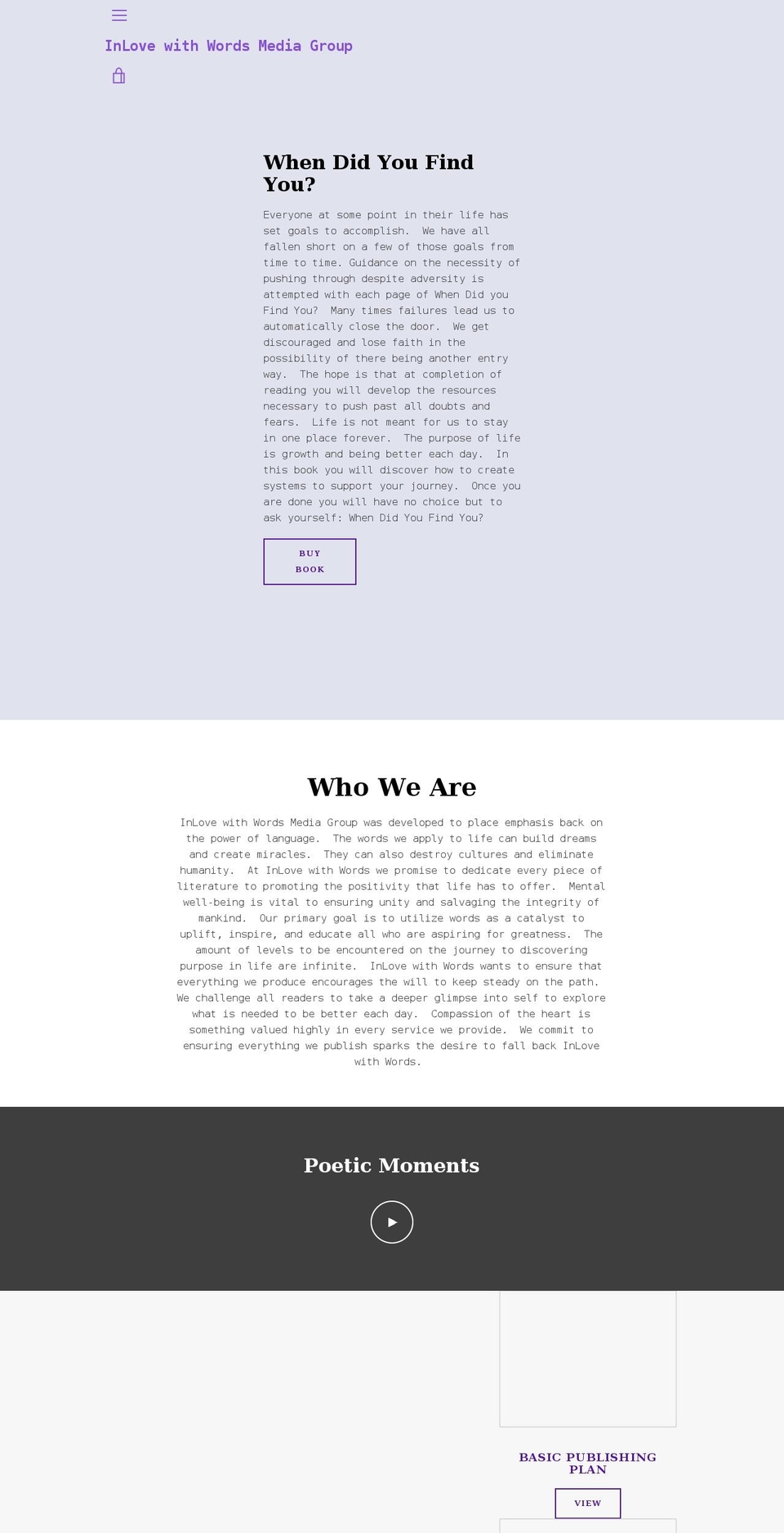 inlovewithwords.org shopify website screenshot