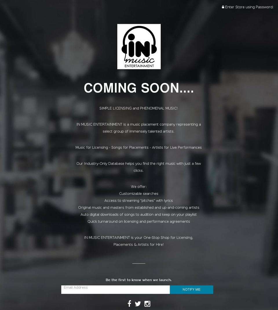 IN Music Entertainment - HC - 30 Jan '17 Shopify theme site example inmusiclicensing.com