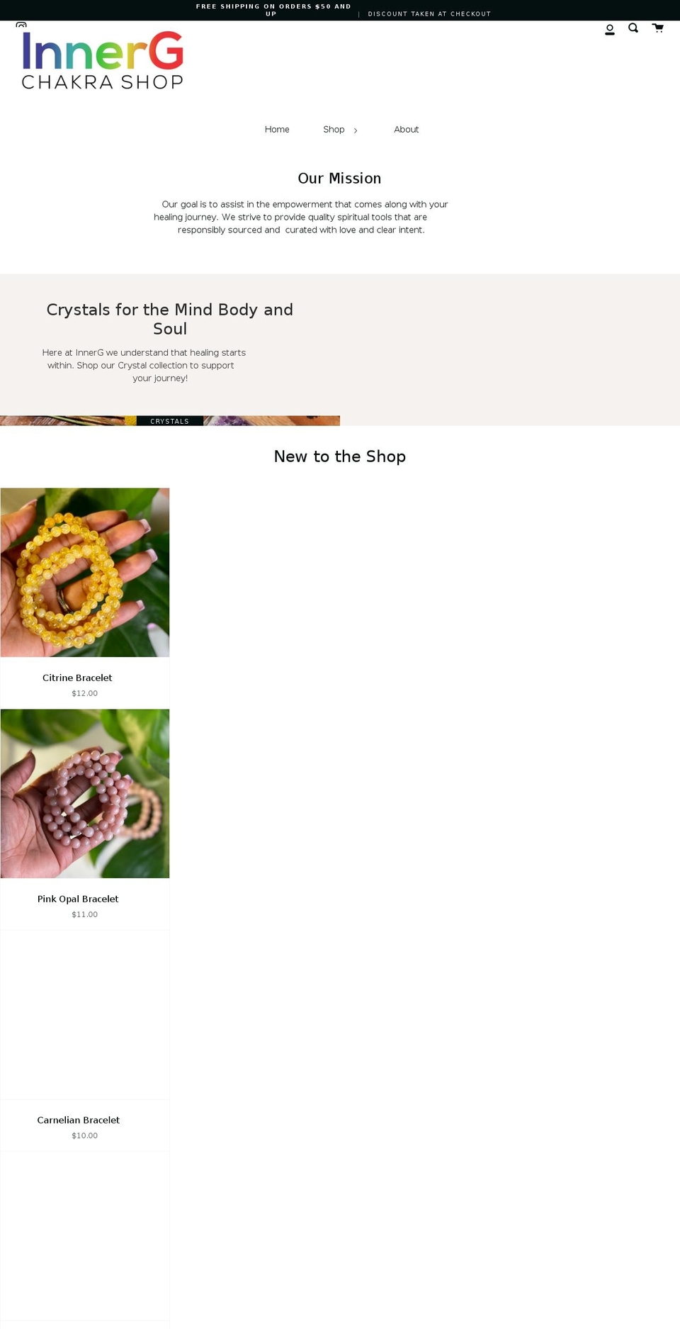 innergchakrashop.com shopify website screenshot