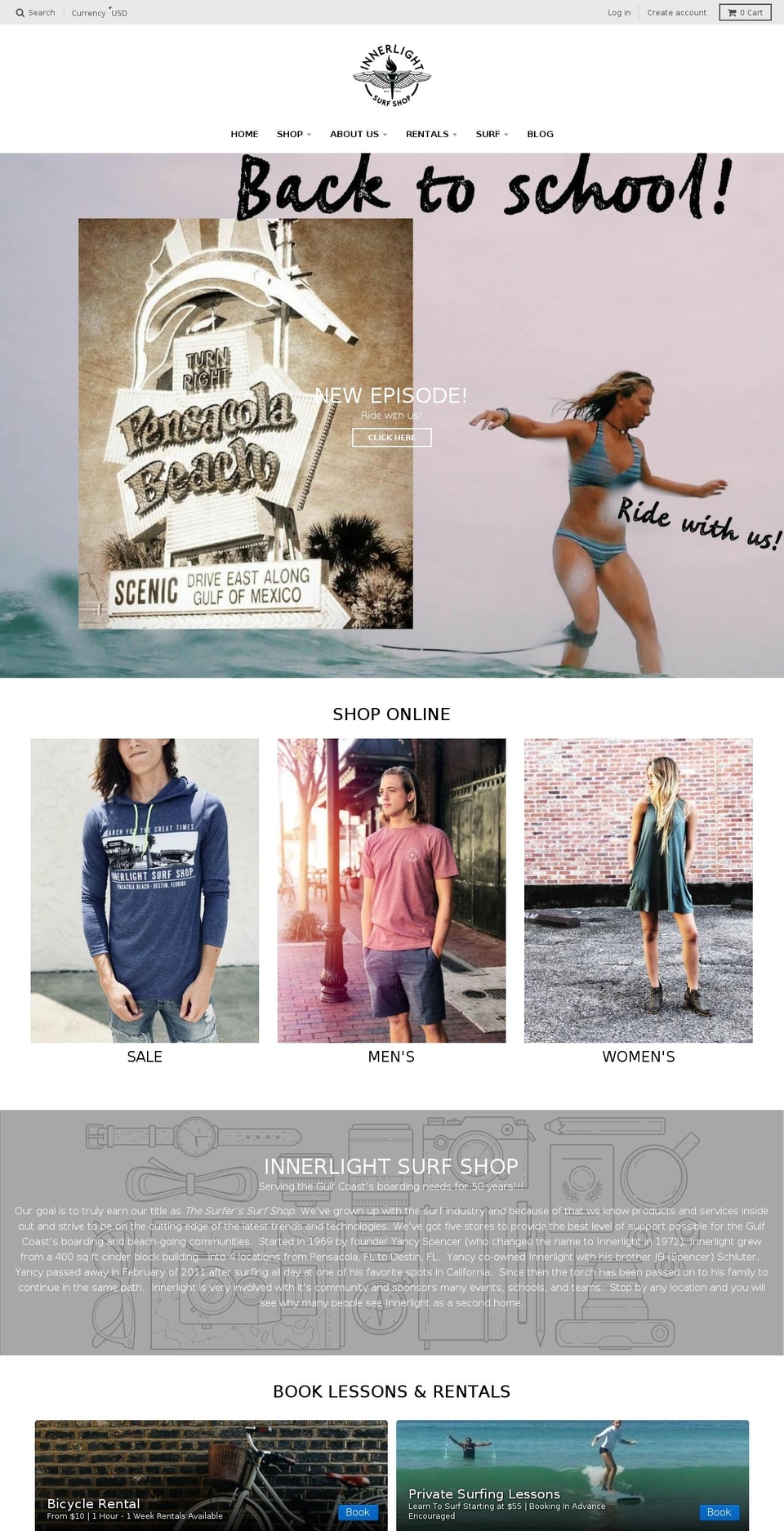 innerlightsurf.com shopify website screenshot