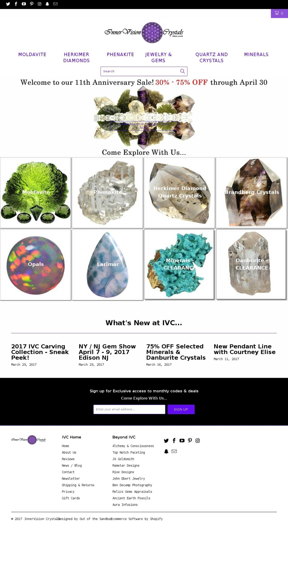empire Shopify theme site example innervisioncrystals.net