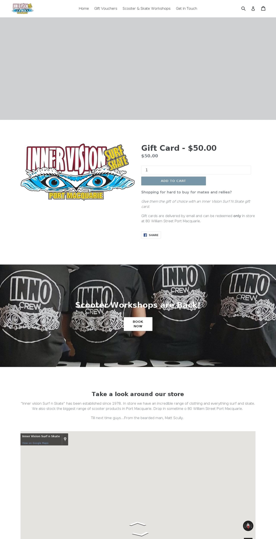 innervisionsurfskate.com.au shopify website screenshot