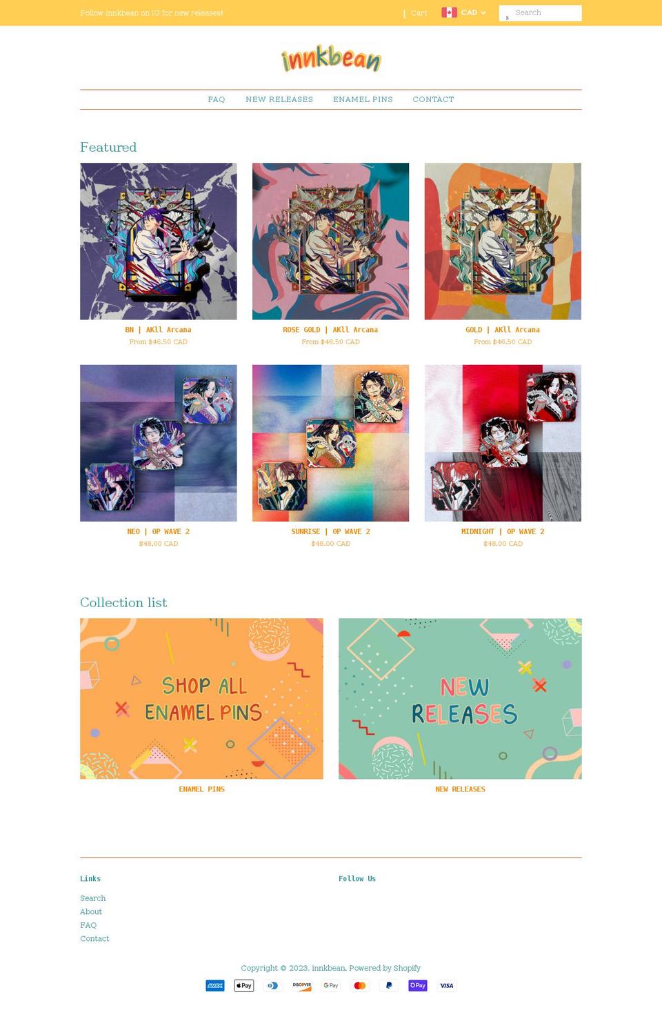 innkbean.myshopify.com shopify website screenshot