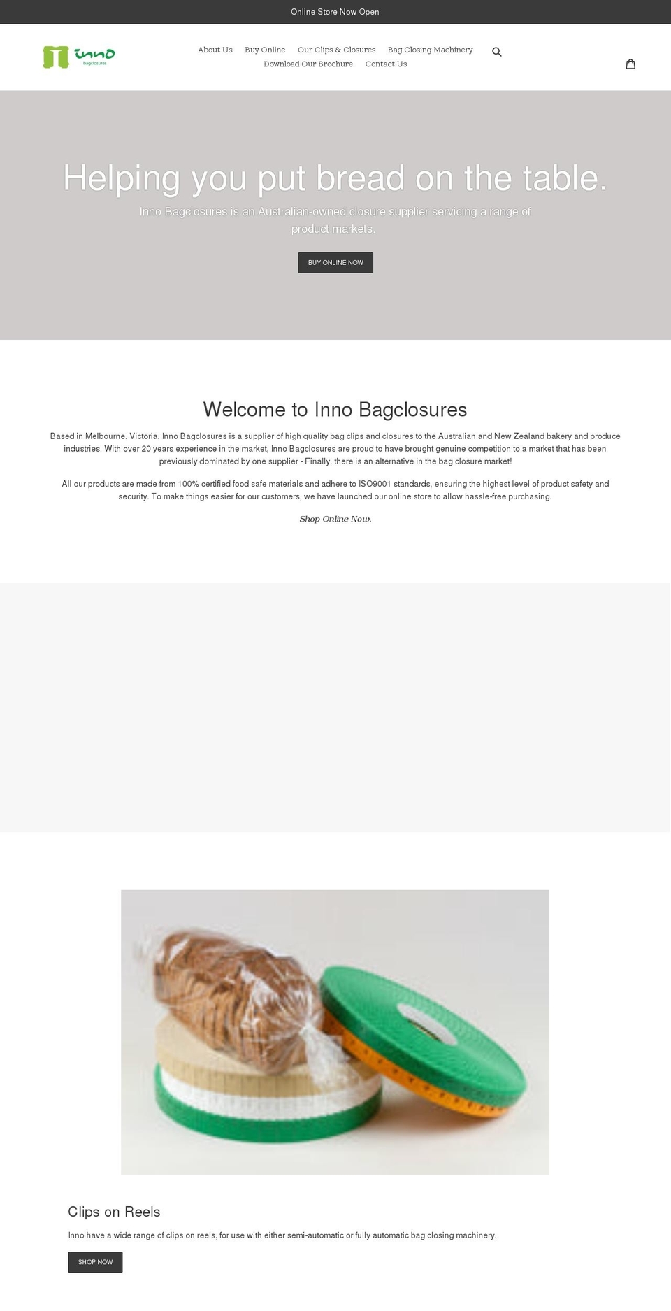 innobagclosures.com.au shopify website screenshot