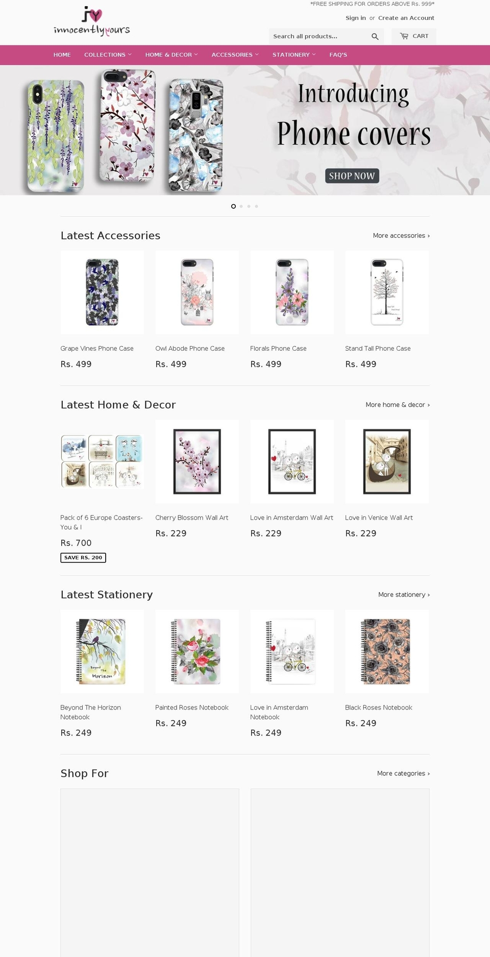 innocentlyyours.com — Shopify storefront screenshot