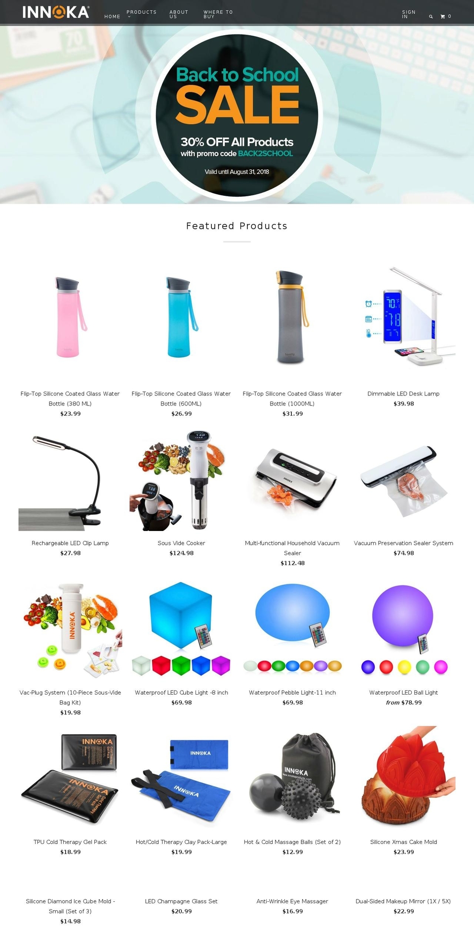 innokaproducts.com shopify website screenshot