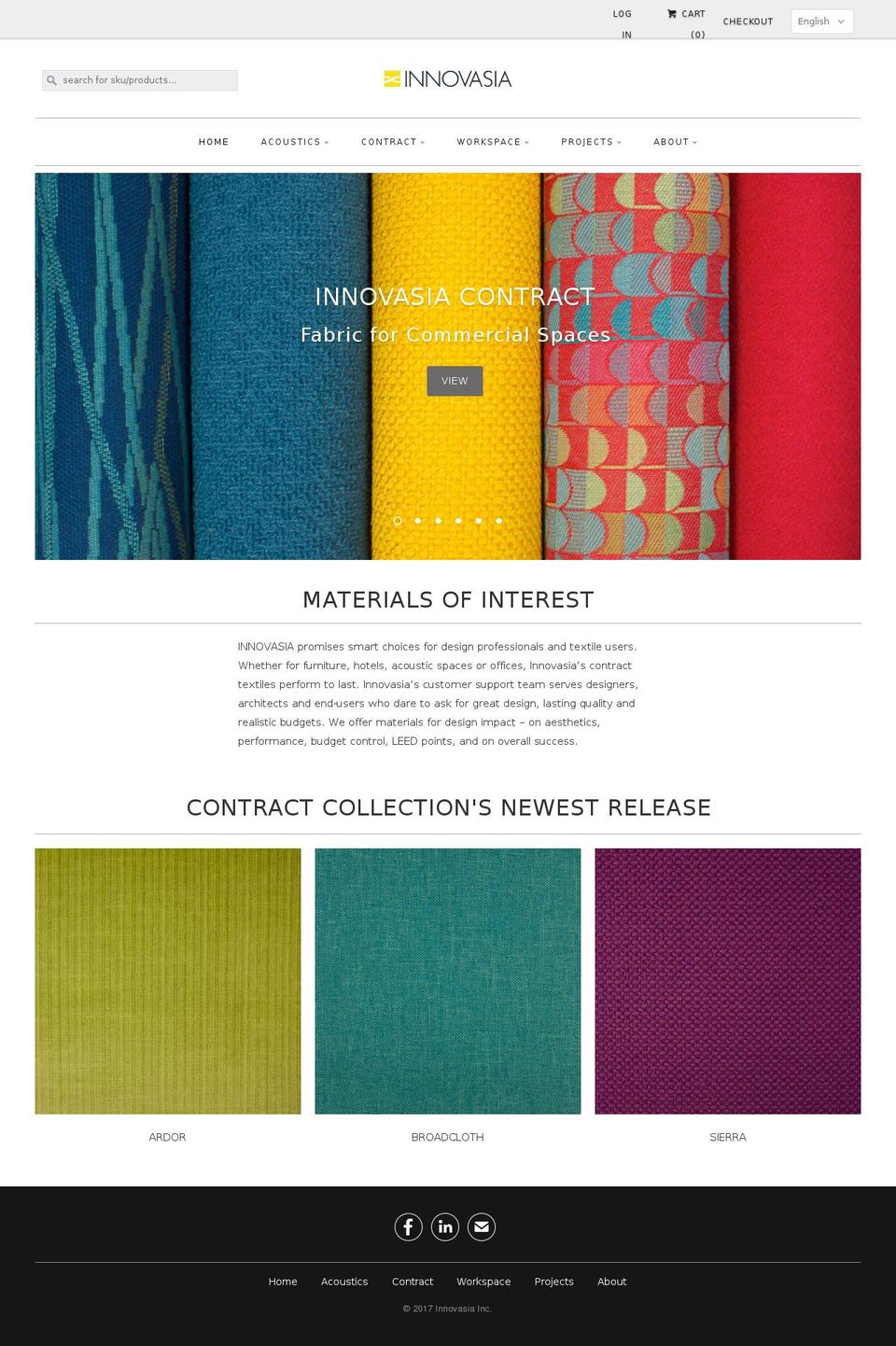 innovasiatextiles.com shopify website screenshot