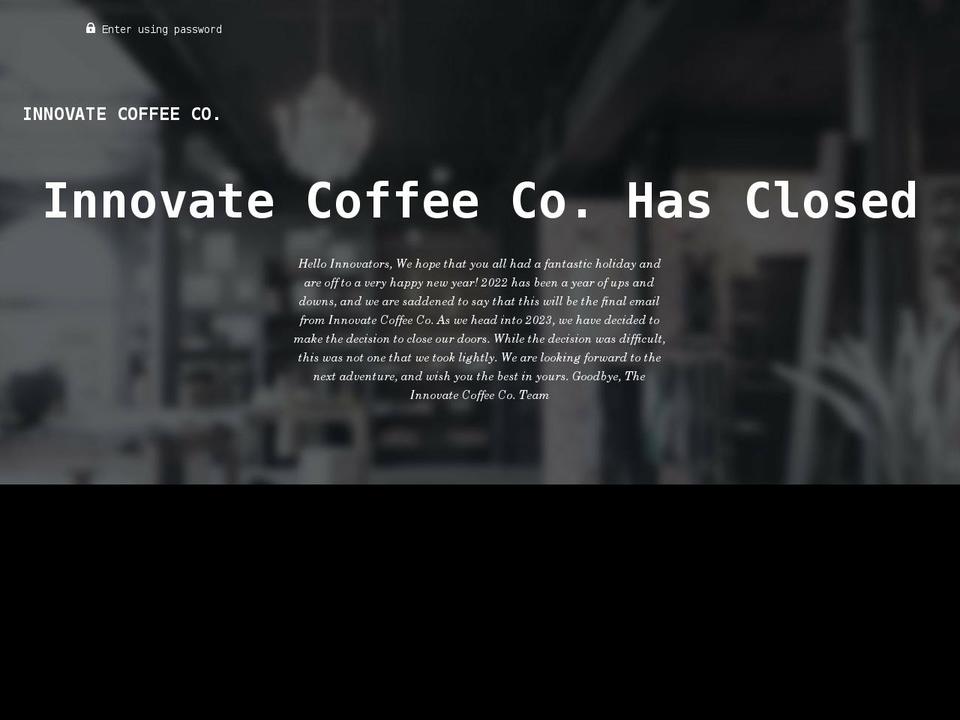 innovatecoffeeco.com shopify website screenshot