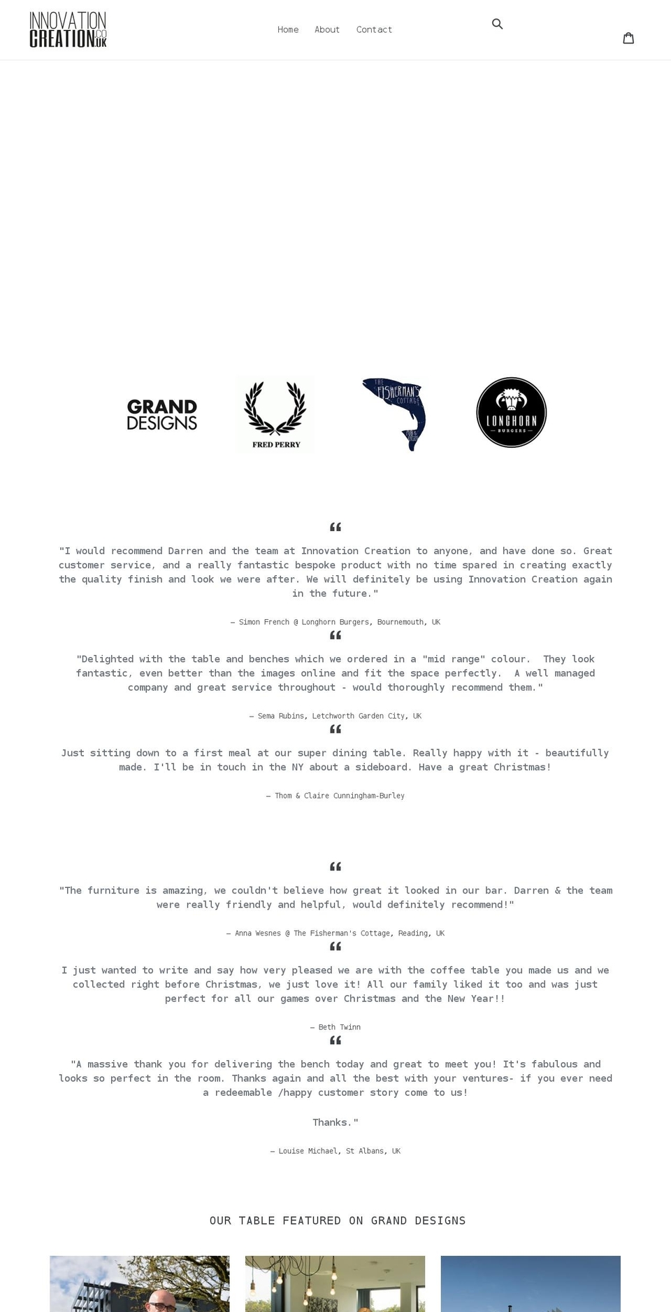 innovationcreation.co.uk shopify website screenshot