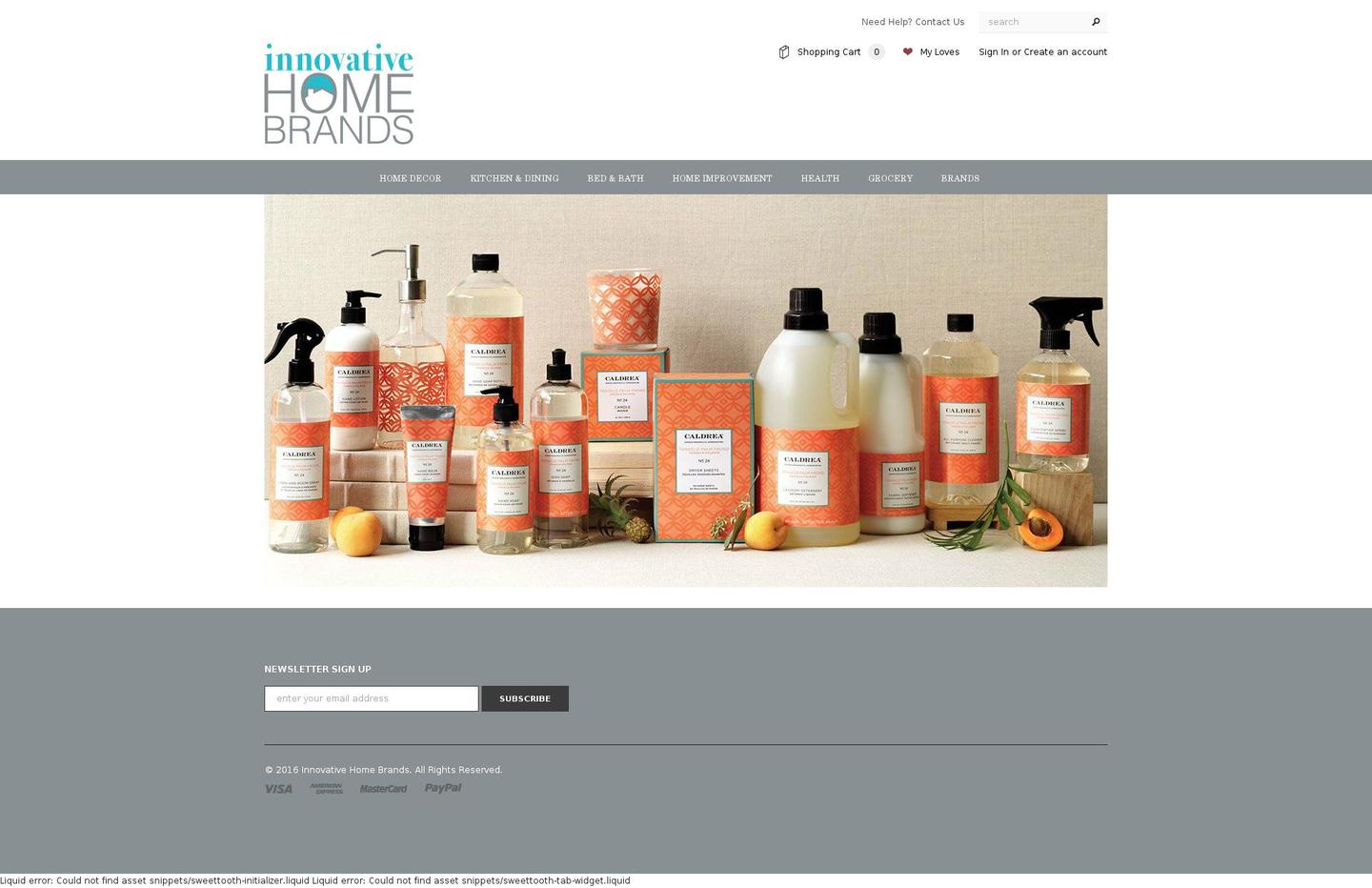 innovativehomebrands.com — Shopify storefront screenshot