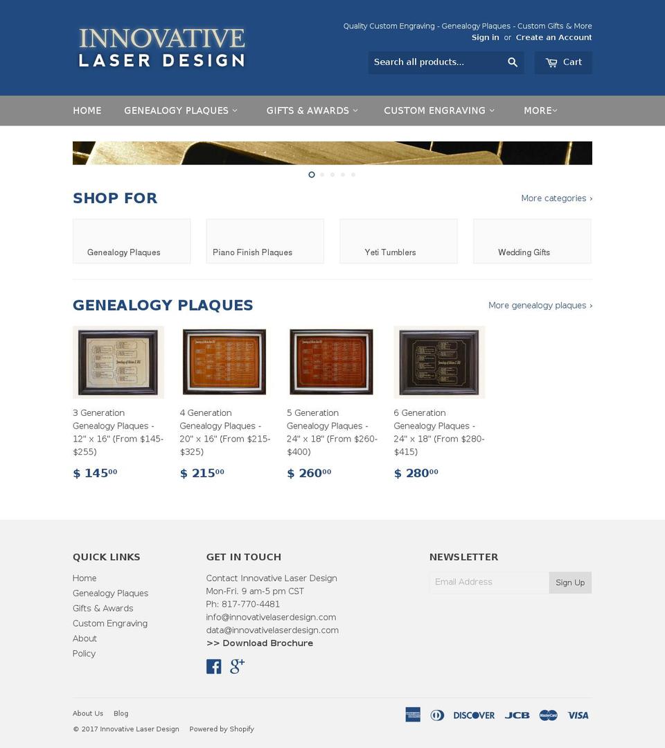 innovativelaserdesign.com shopify website screenshot
