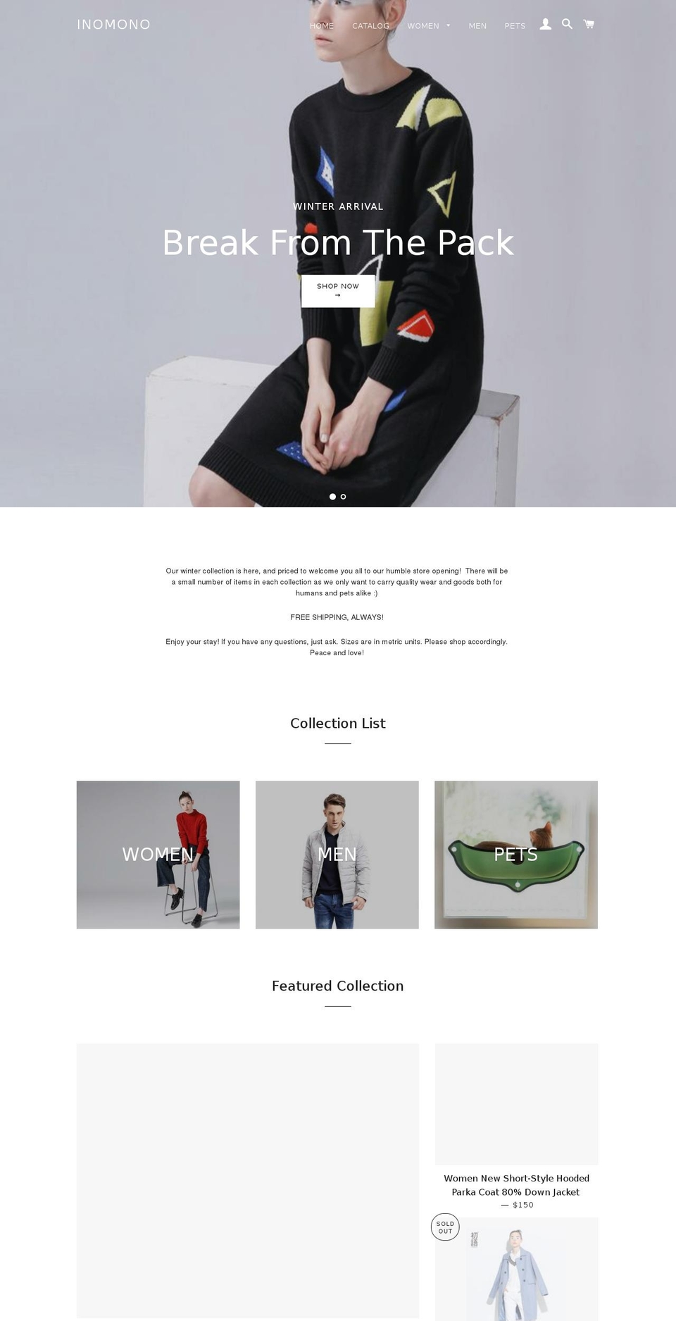 inomono.com — Shopify storefront screenshot