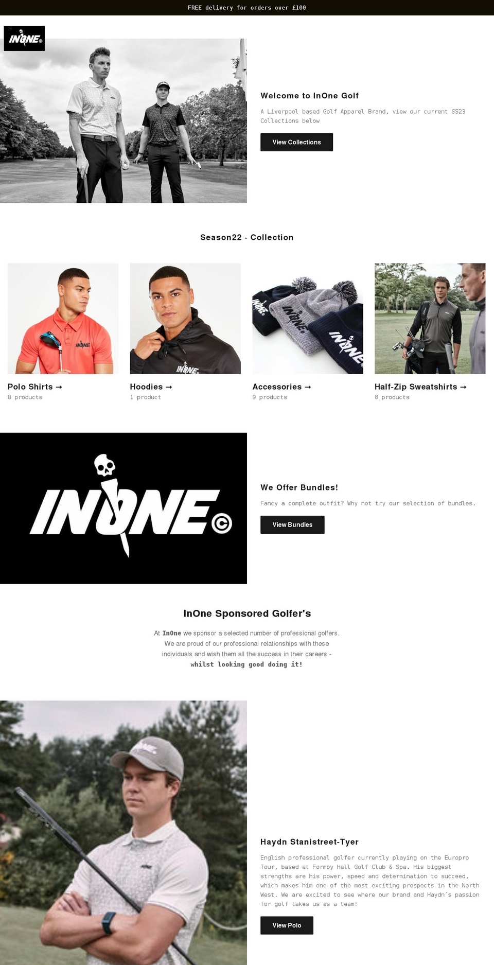 inone.golf shopify website screenshot