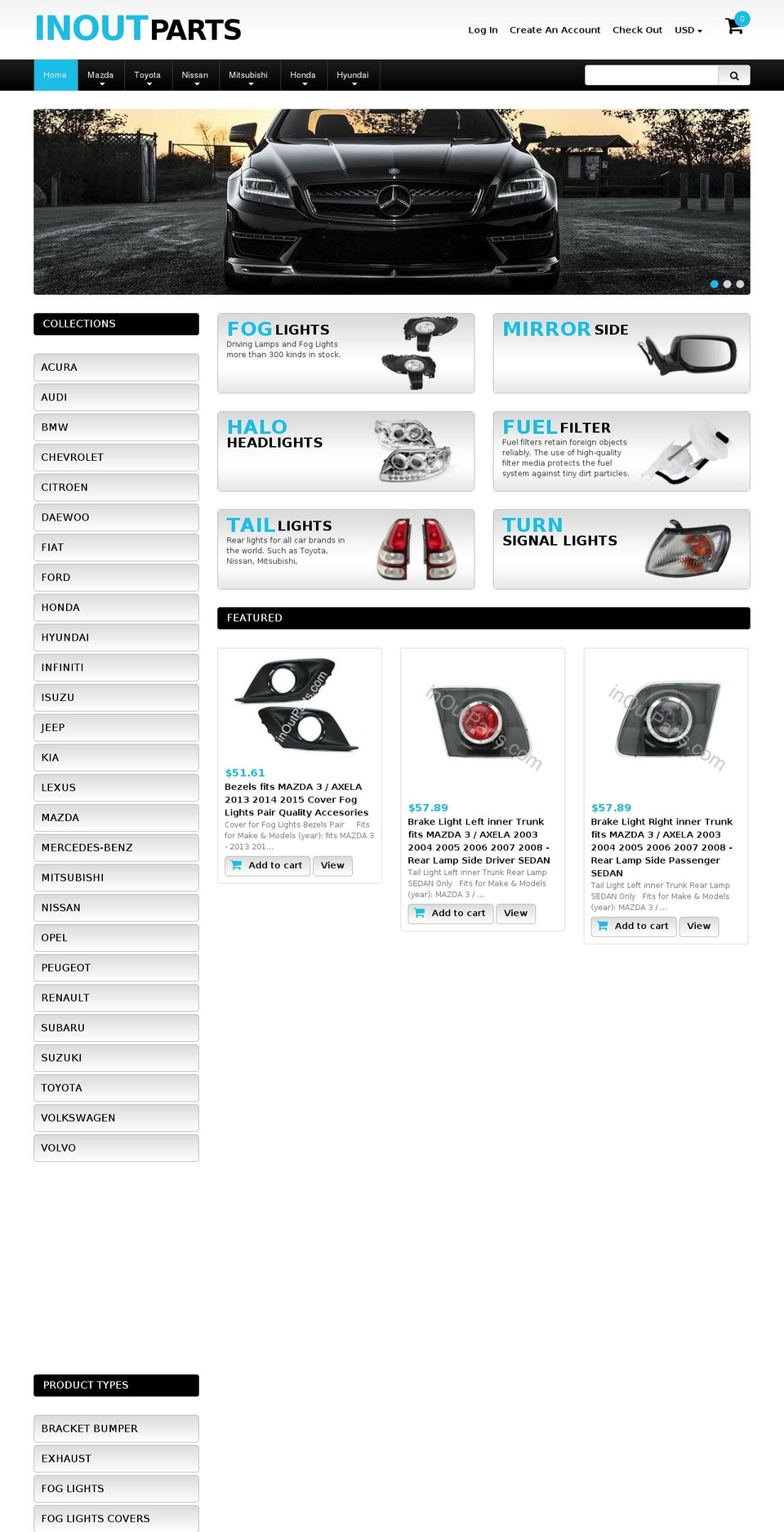inoutparts.com — Shopify storefront screenshot