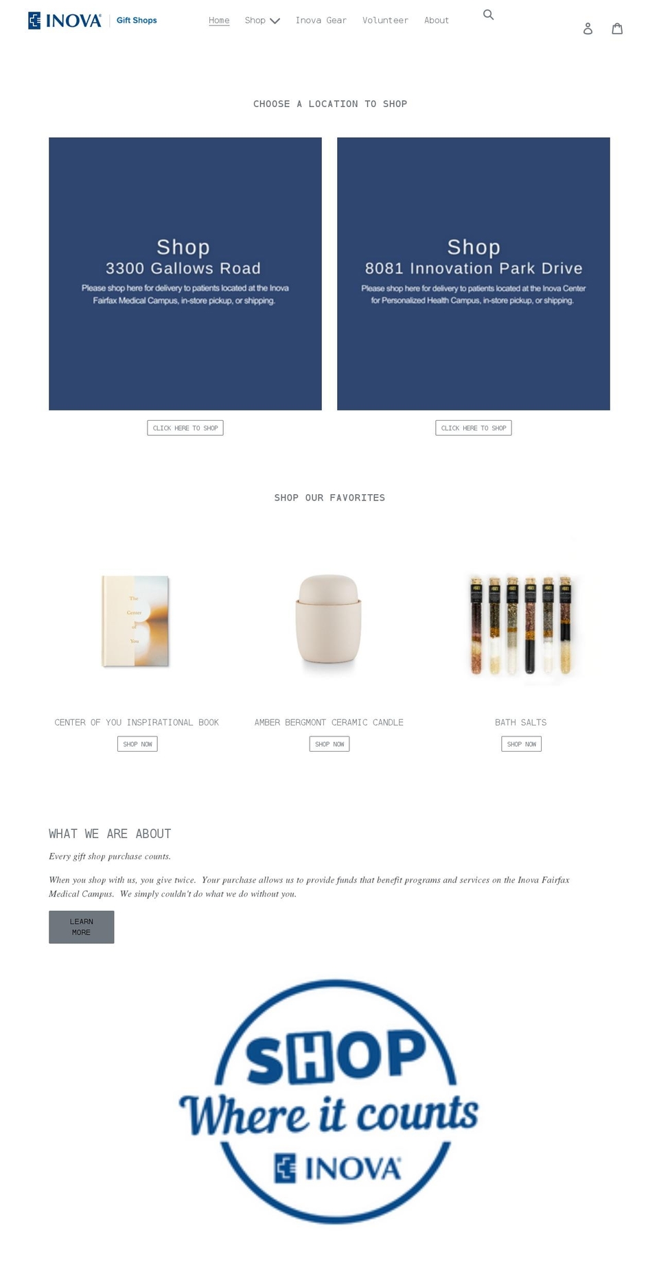 inovagiftshops.org shopify website screenshot