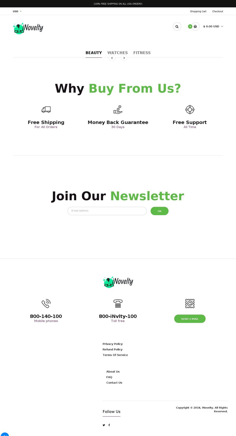 inovelty.co shopify website screenshot