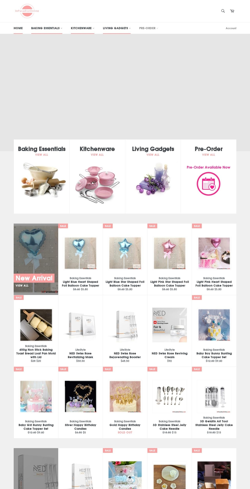 inparadiseonline.com — Shopify storefront screenshot