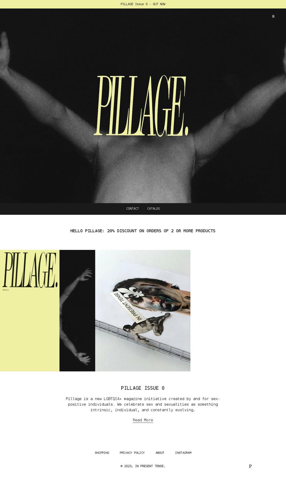 inpresenttense.net shopify website screenshot