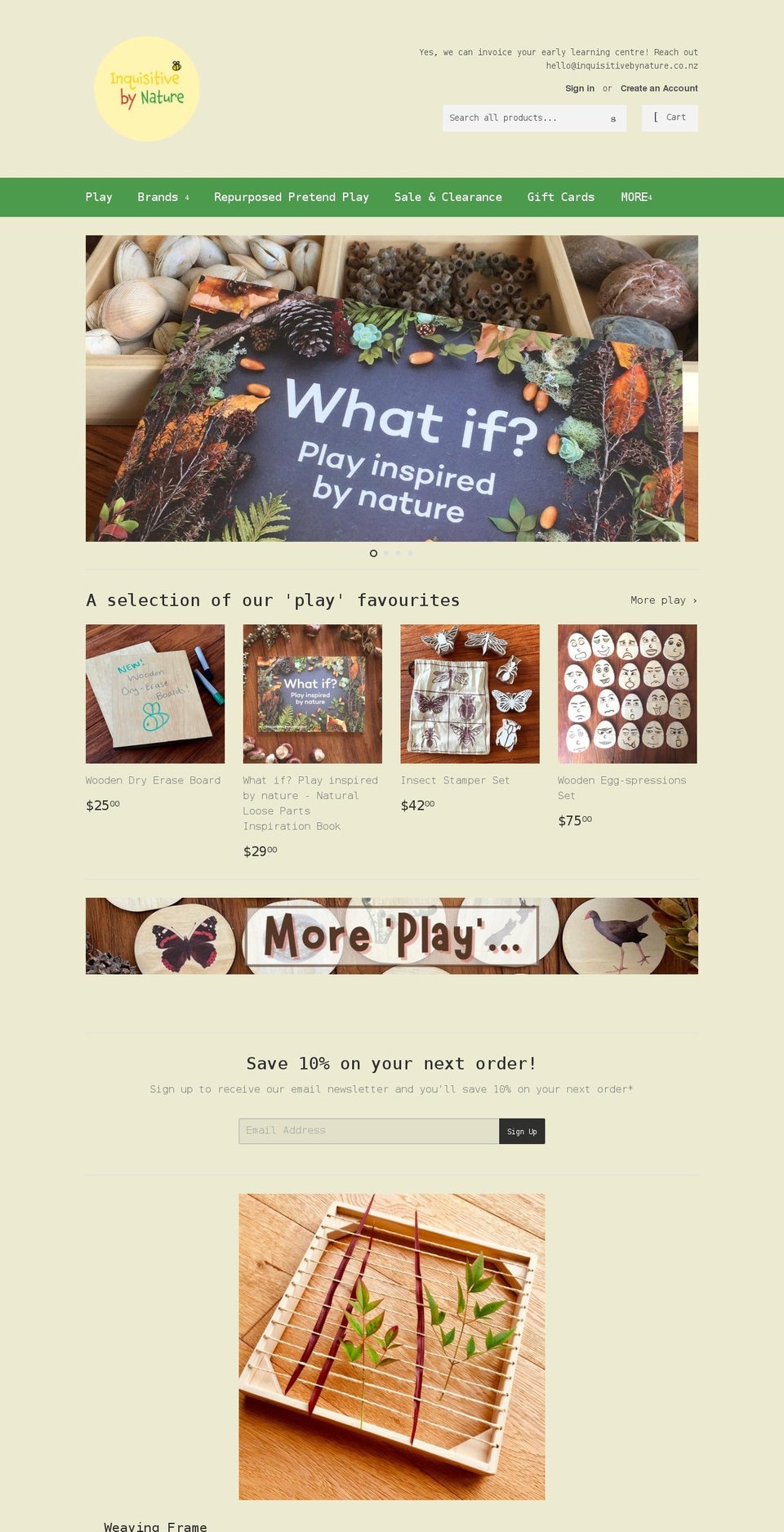 inquisitivebynature.co.nz shopify website screenshot