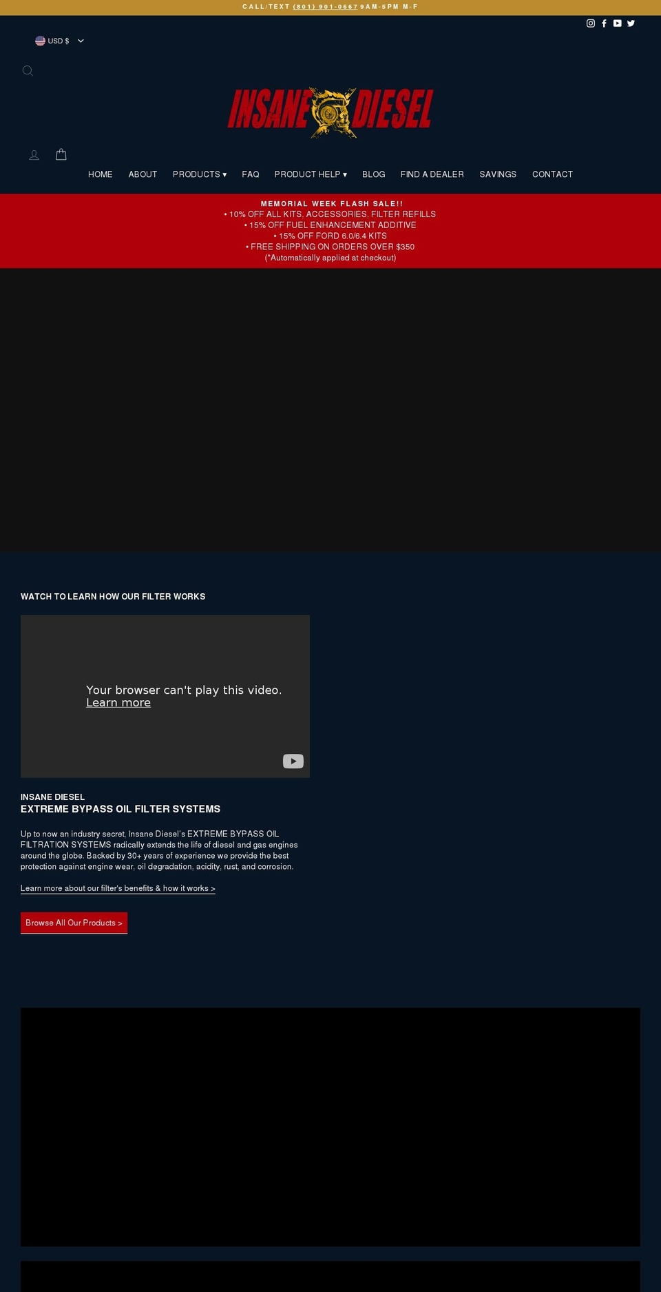 insanedieselusa.com — Shopify storefront screenshot