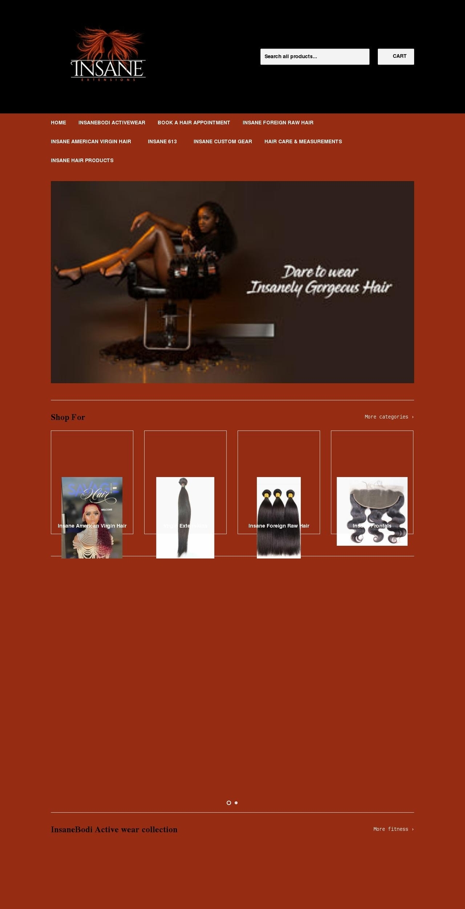 insaneextensions.com shopify website screenshot