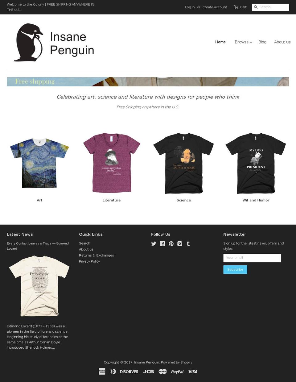 insanepenguin.com shopify website screenshot