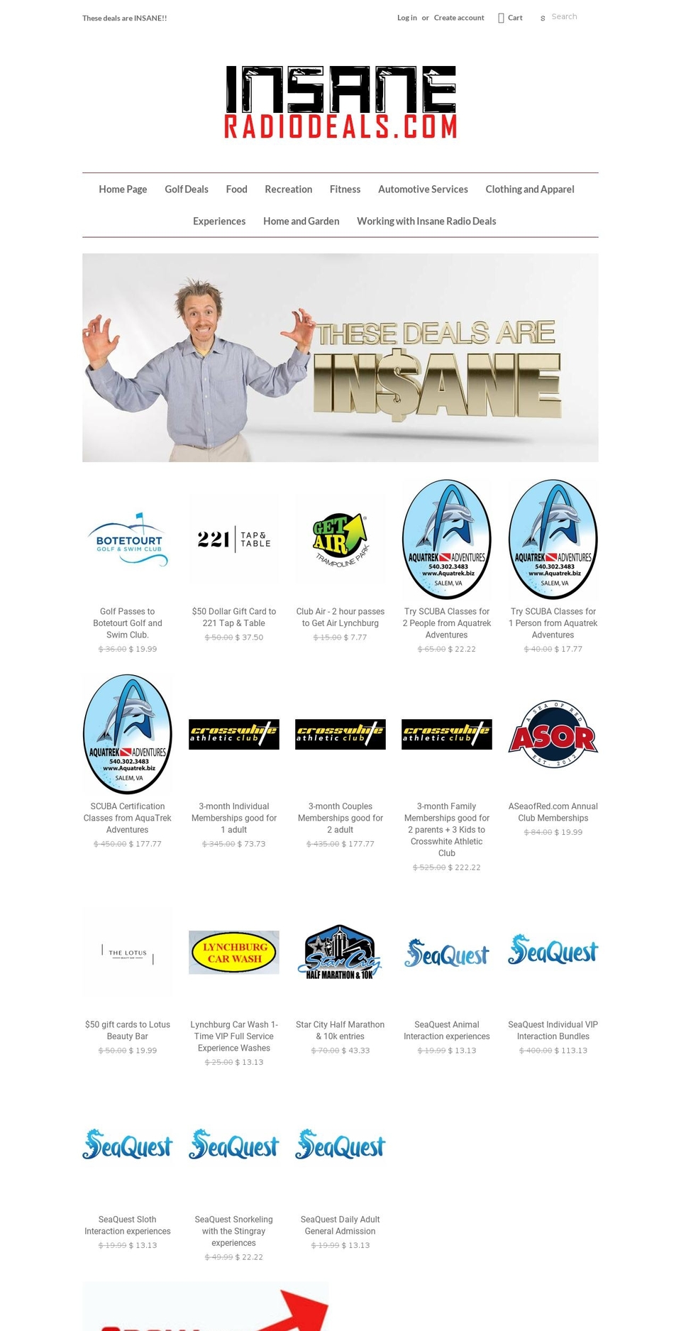 insaneradiodeals.com shopify website screenshot