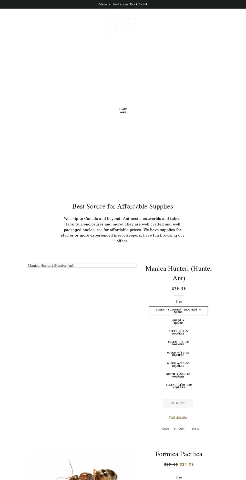 insect-supplies-canada.com shopify website screenshot