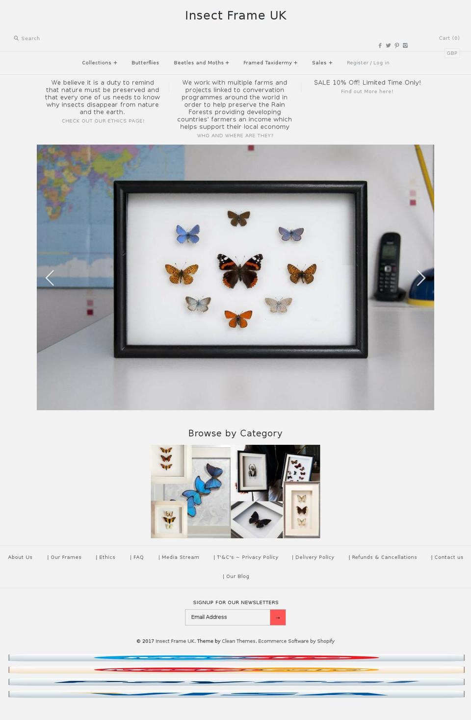 insectframe.co.uk shopify website screenshot