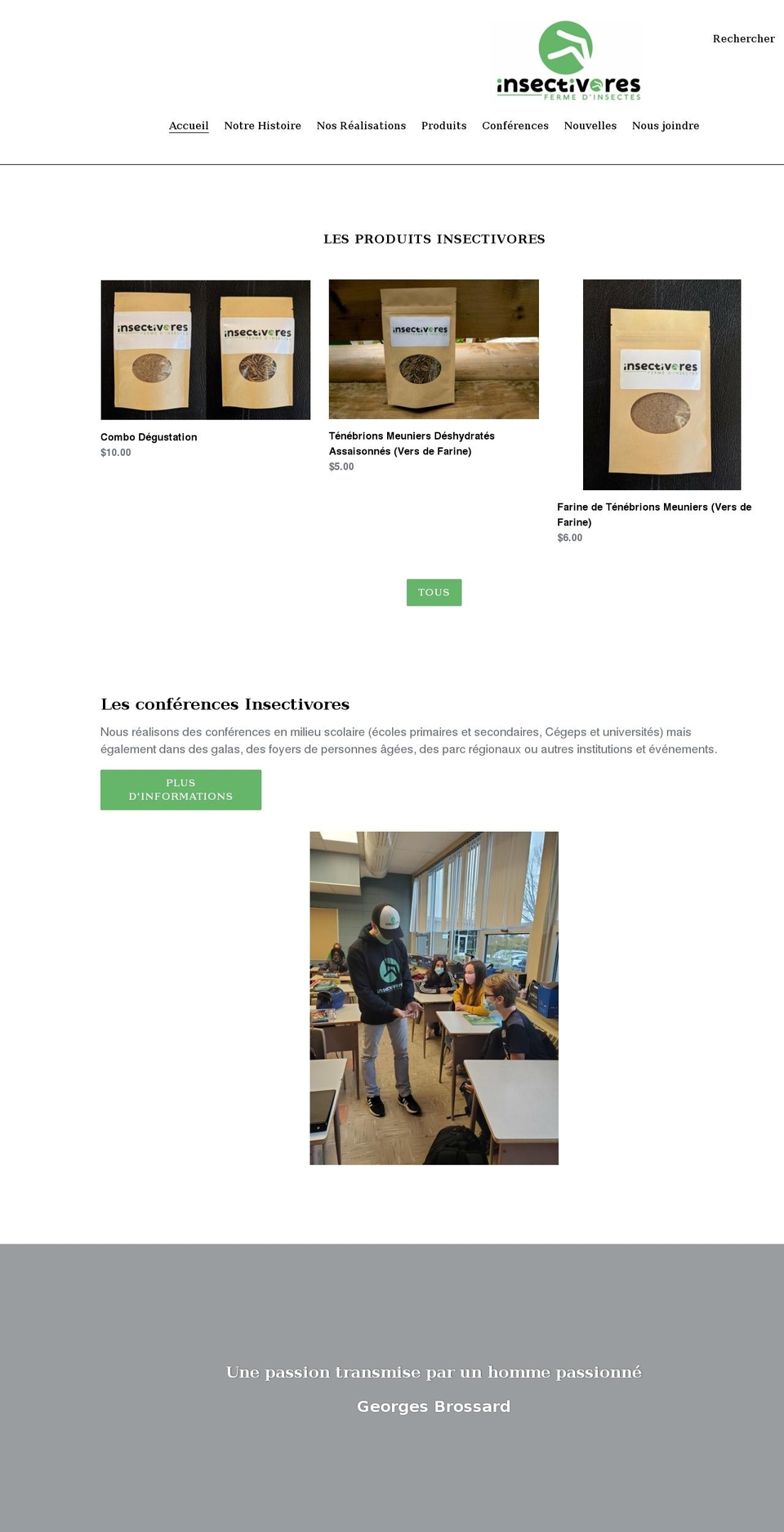 insectivores.ca shopify website screenshot