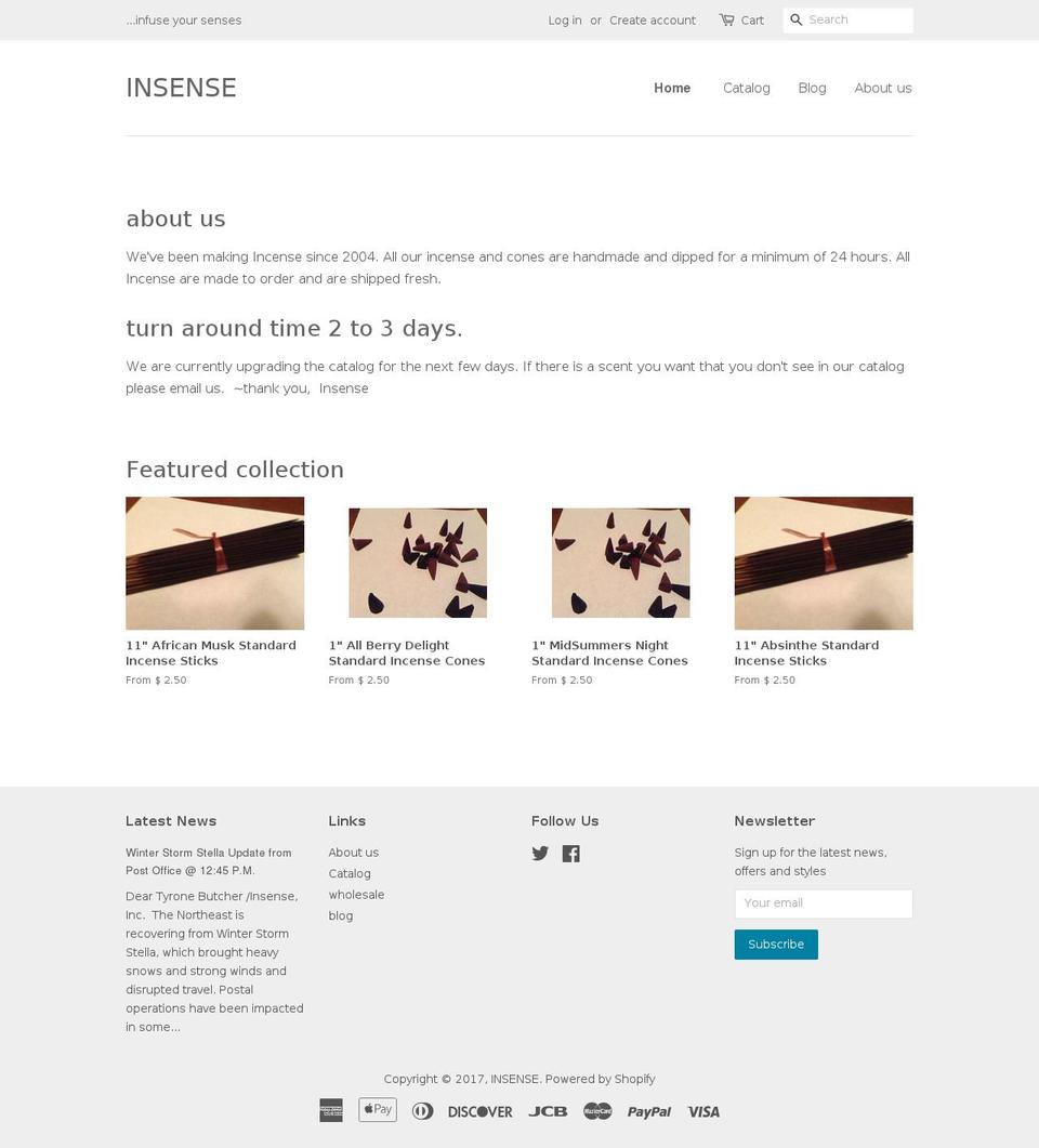 insenseshop.com shopify website screenshot