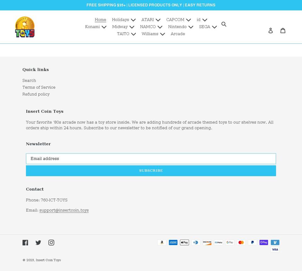 insertcoin.toys shopify website screenshot