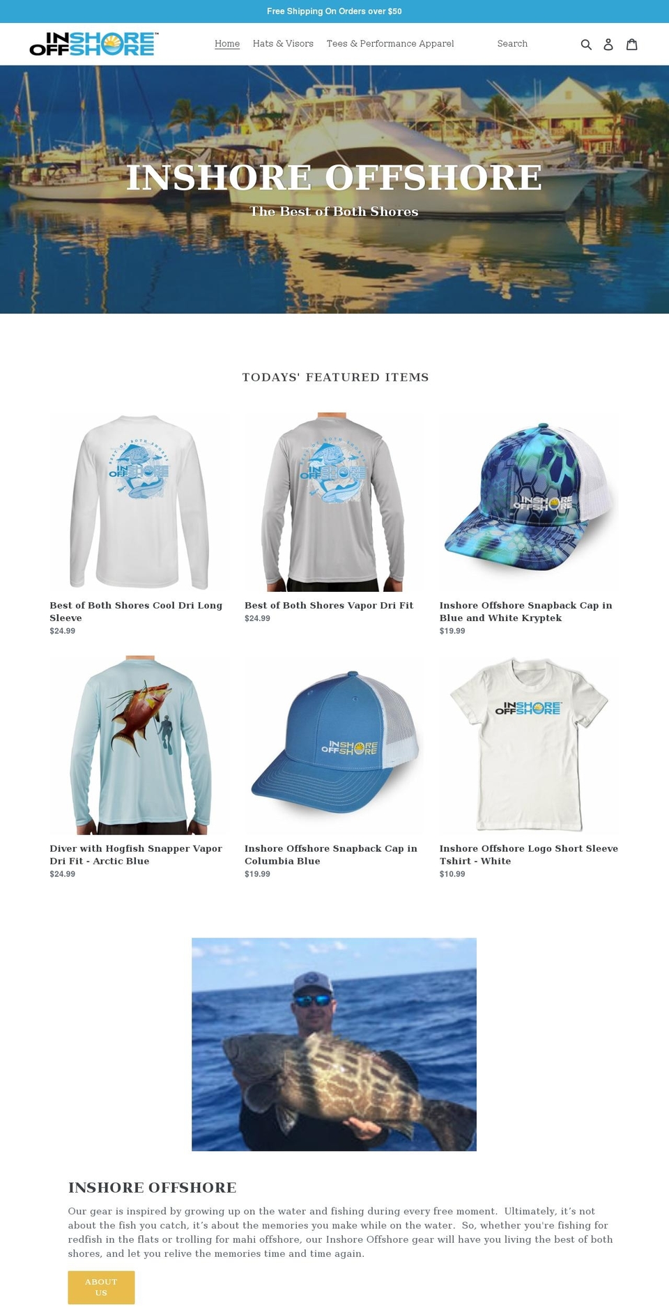 inshoreoffshoregear.com shopify website screenshot