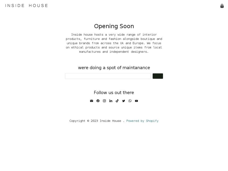 insidehouse.com shopify website screenshot