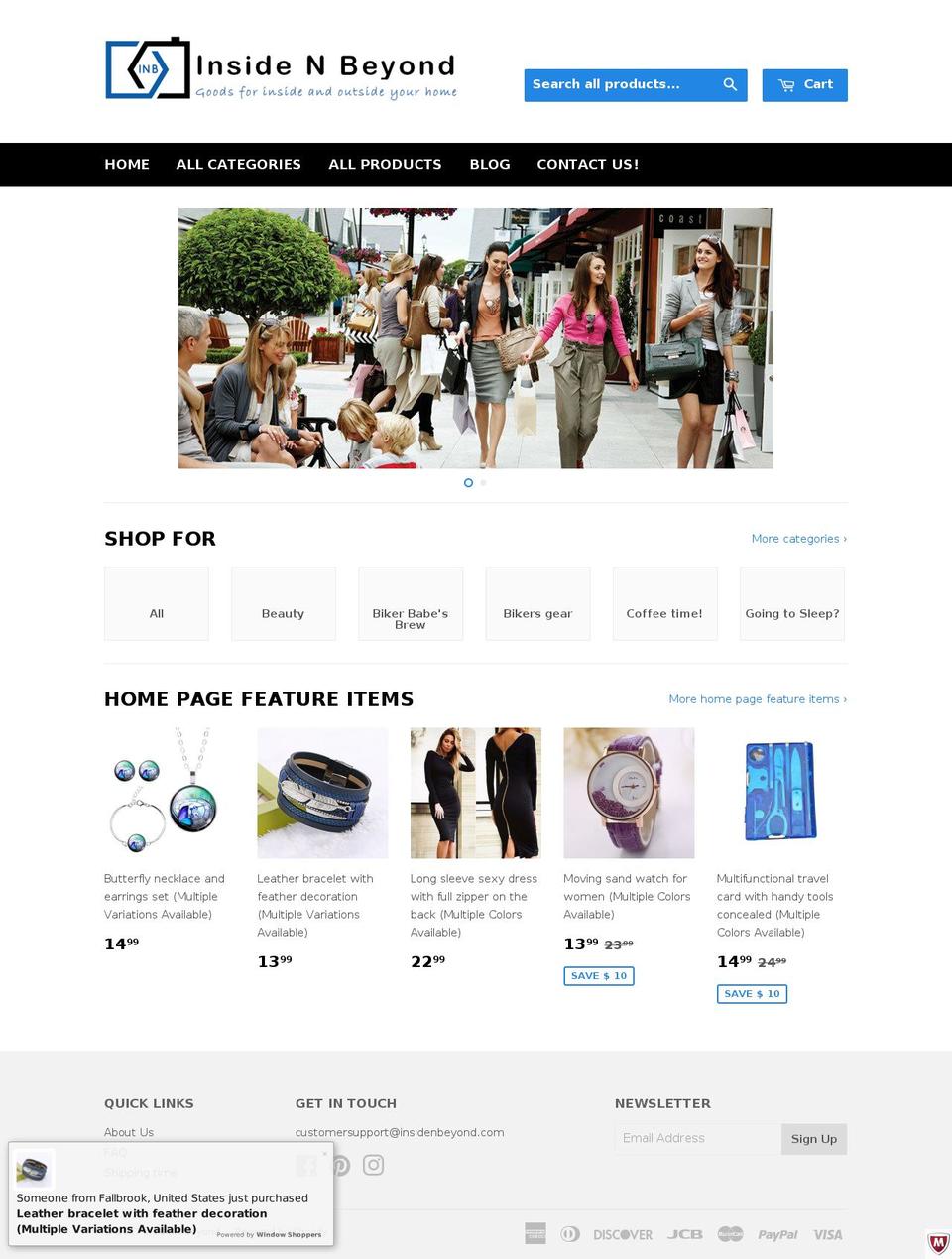 insidenbeyond.com shopify website screenshot