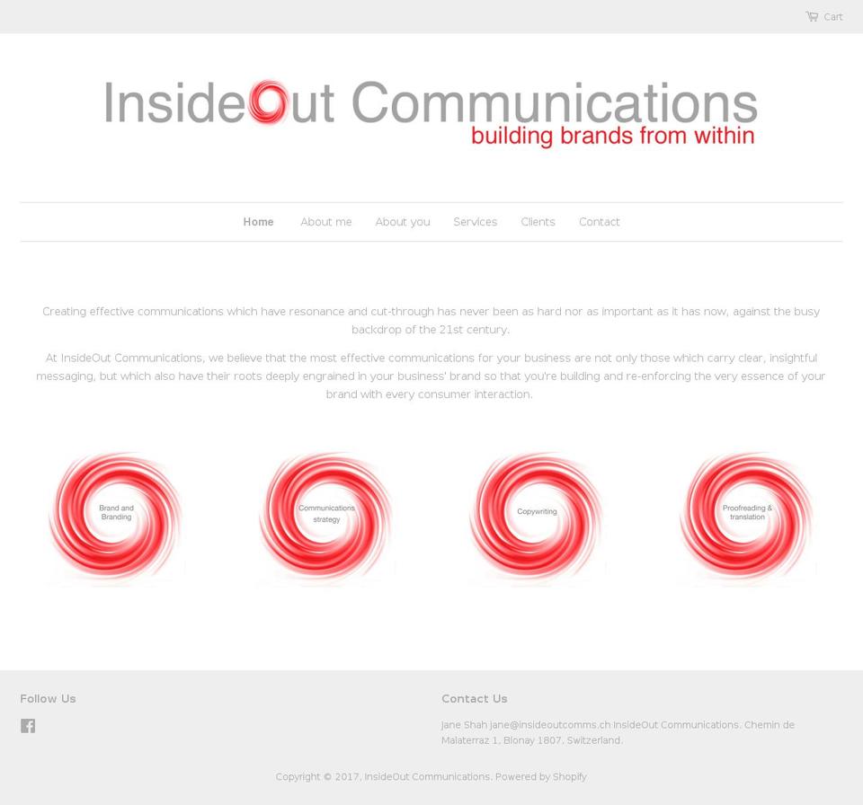 insideoutcomms.ch shopify website screenshot