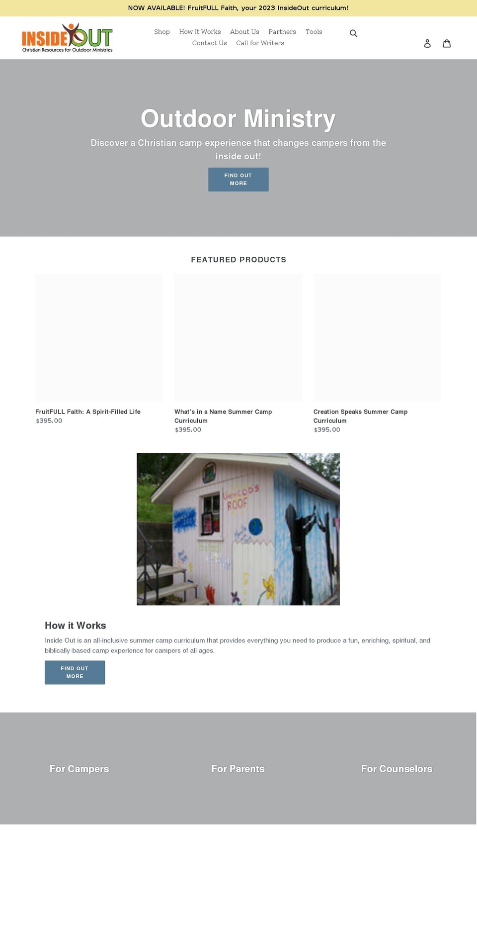 insideoutcurriculum.com shopify website screenshot