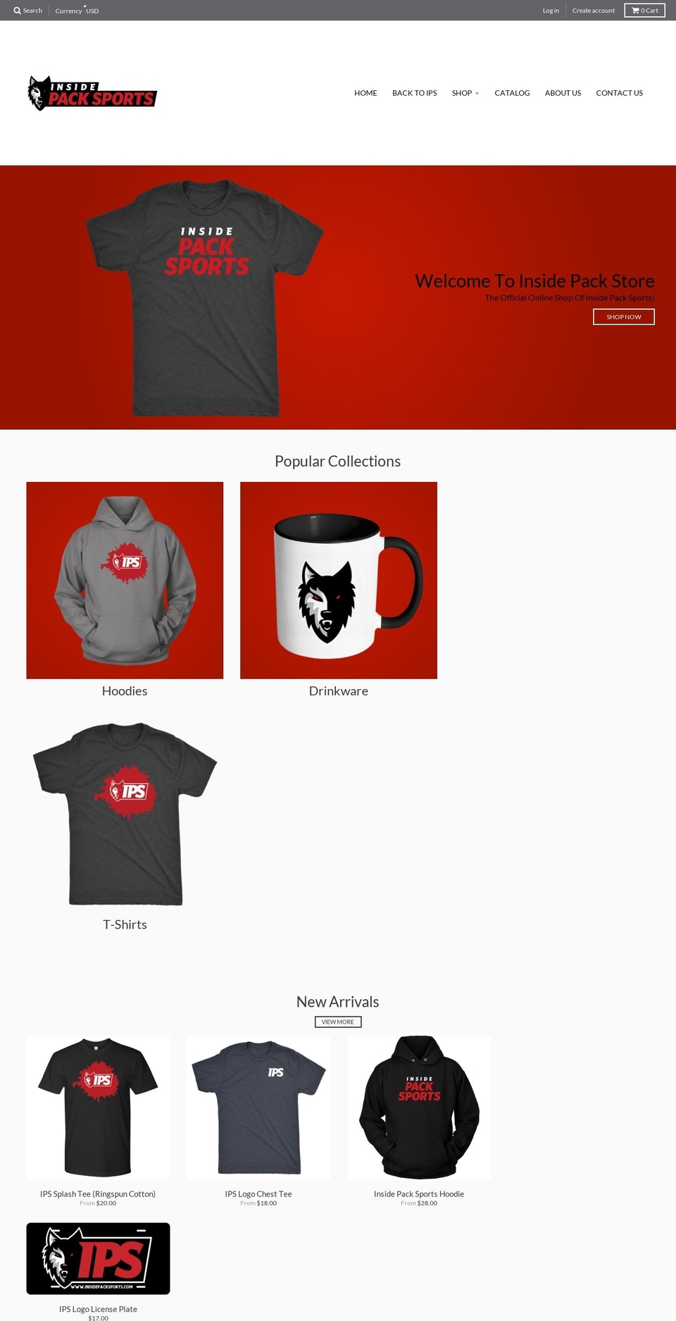 insidepackstore.com shopify website screenshot