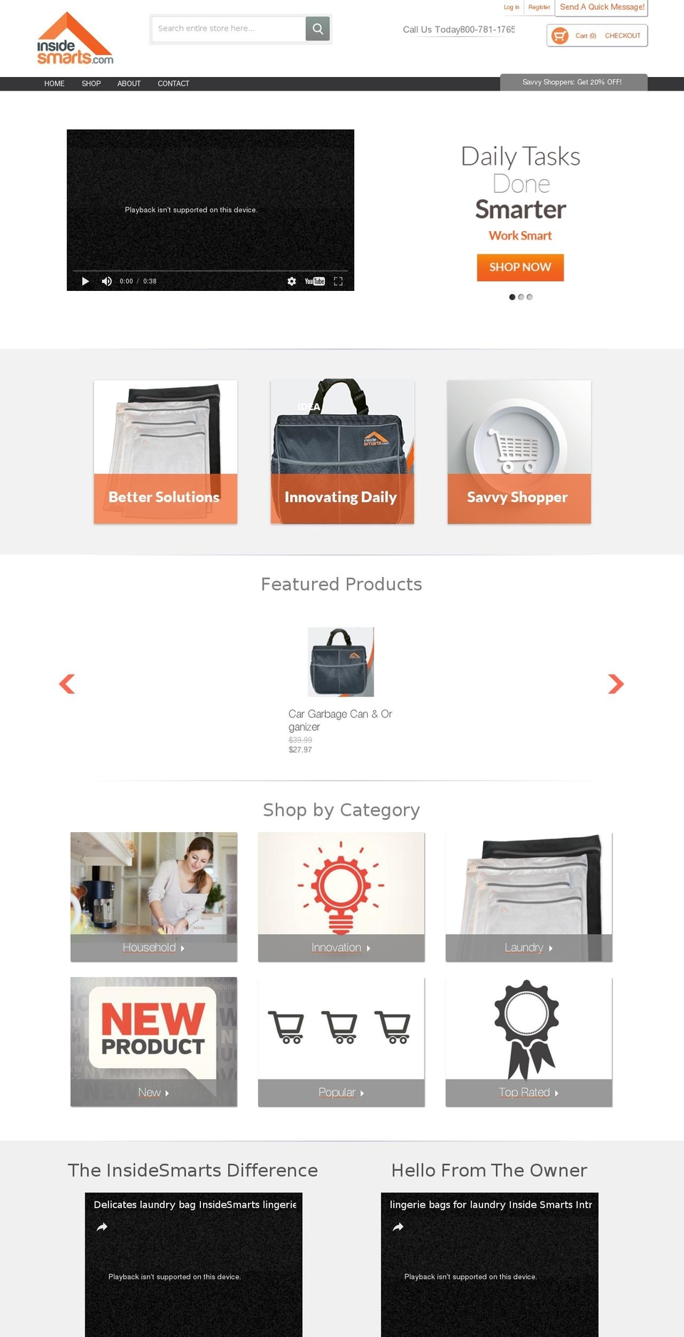 Smart Shopify theme site example insidesmarts.com