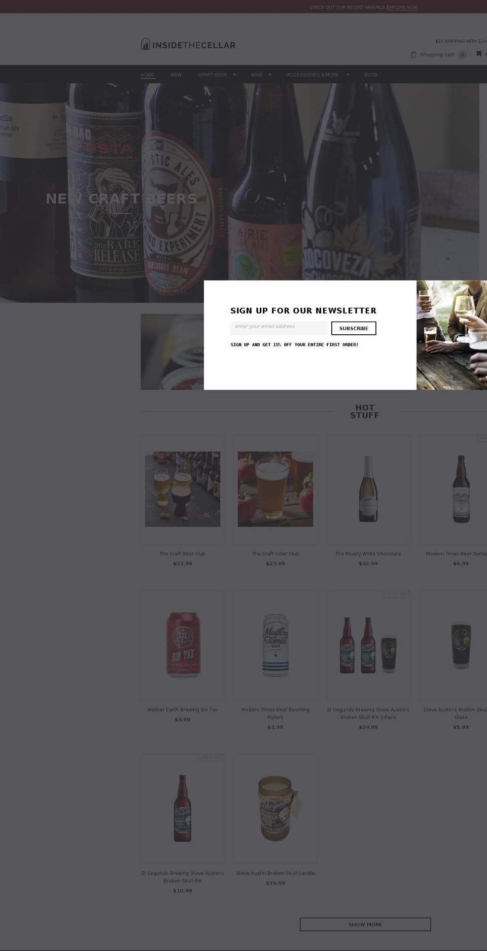 insidethecellar.com shopify website screenshot