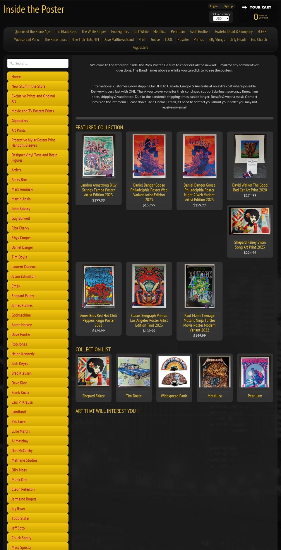 insidetherockposter.com — Shopify storefront screenshot