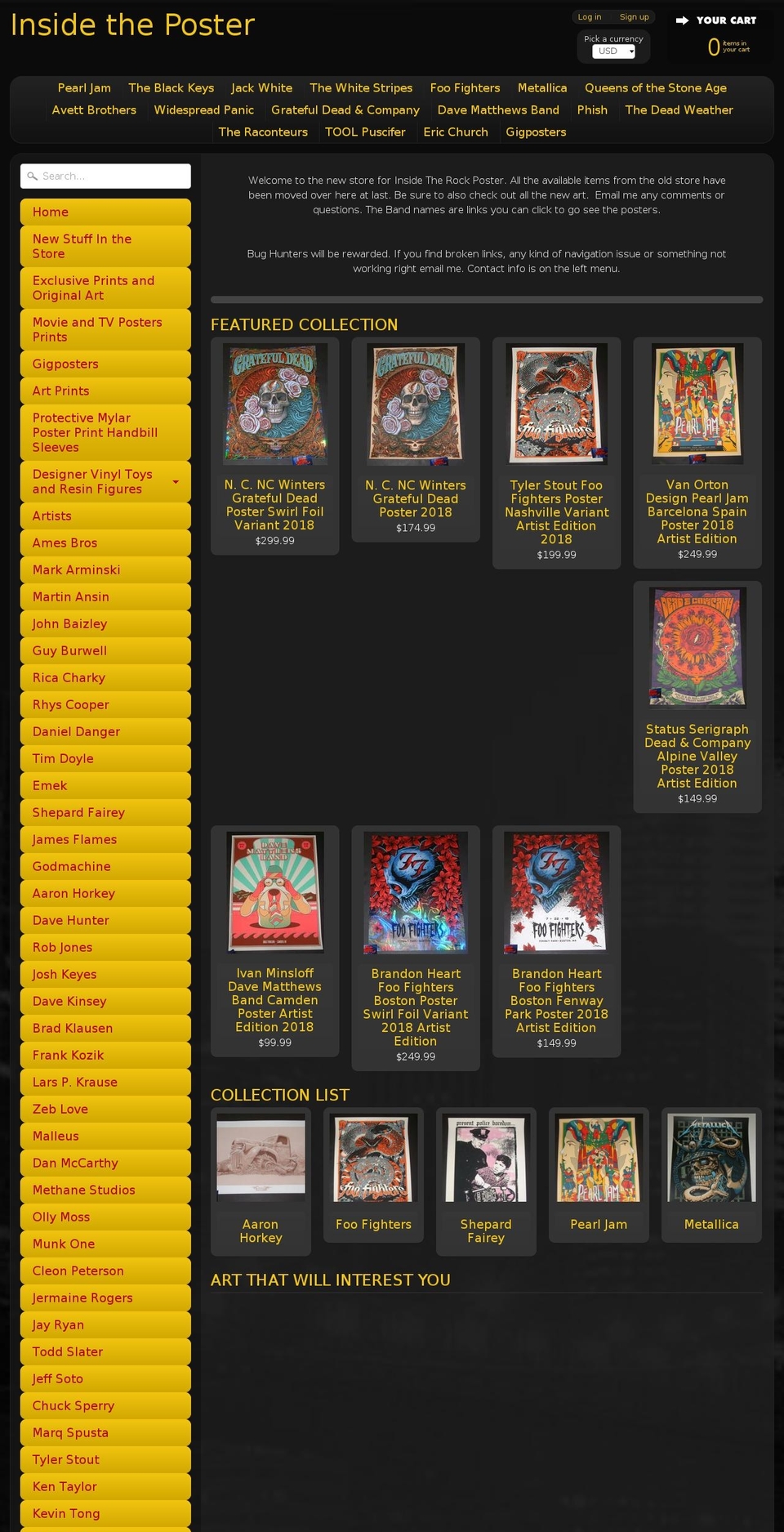insidetherockposterframe.com — Shopify storefront screenshot