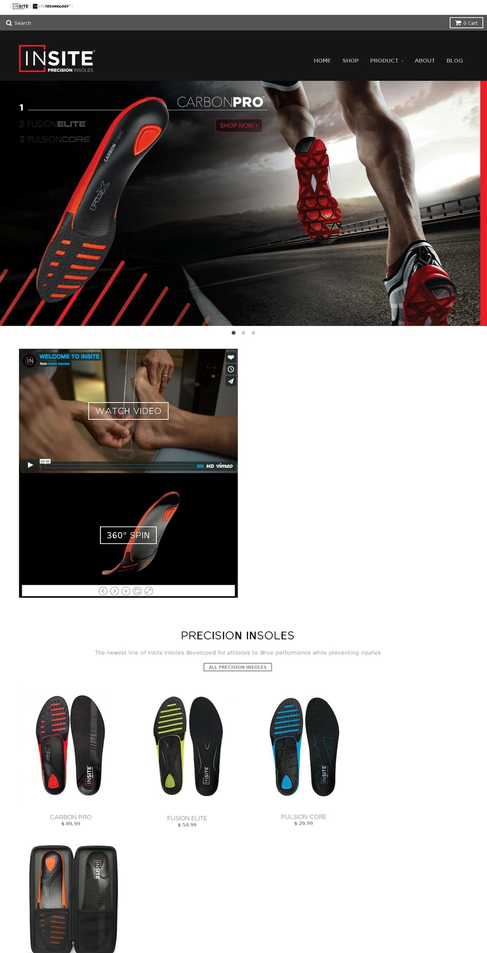 insiteinsoles.com shopify website screenshot