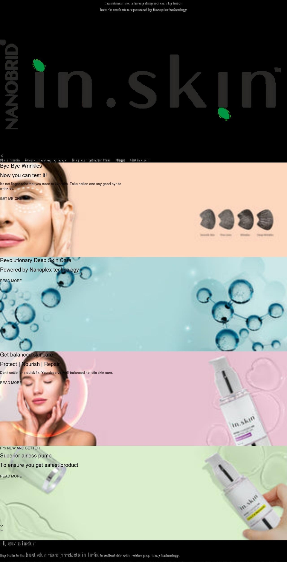 inskin.me shopify website screenshot