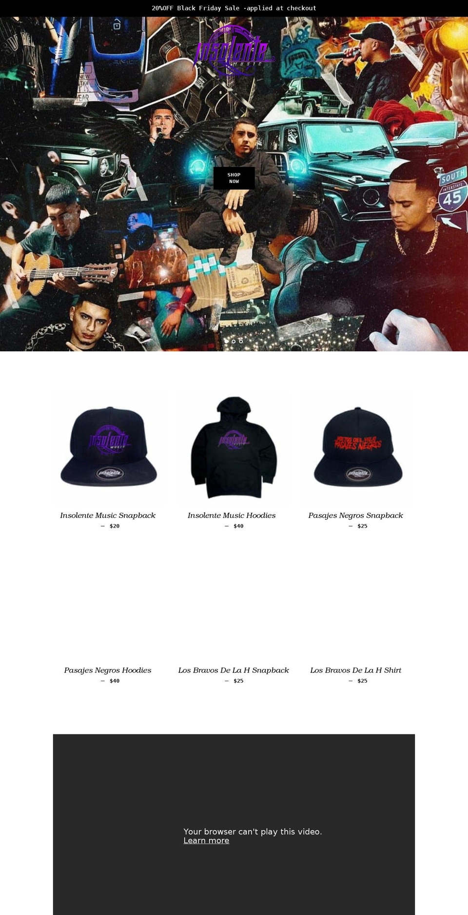 insolentemusic.com shopify website screenshot