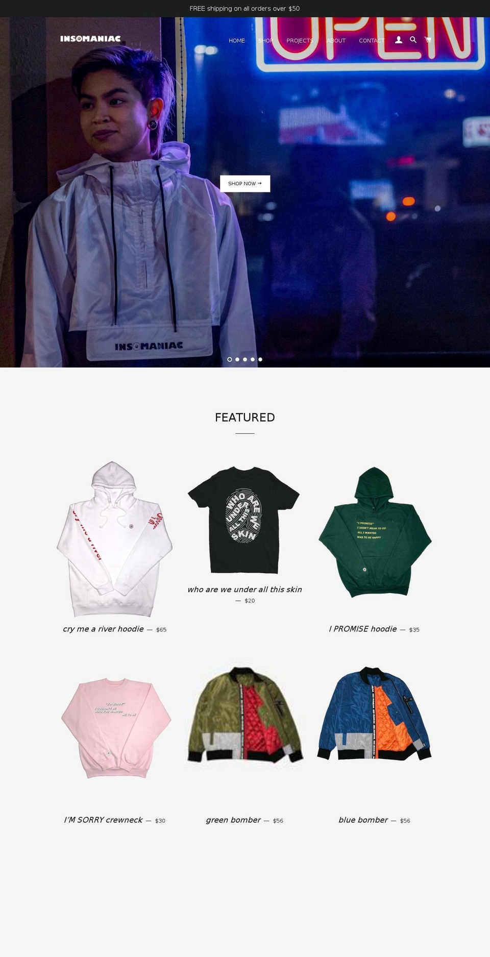 insomaniac.co shopify website screenshot