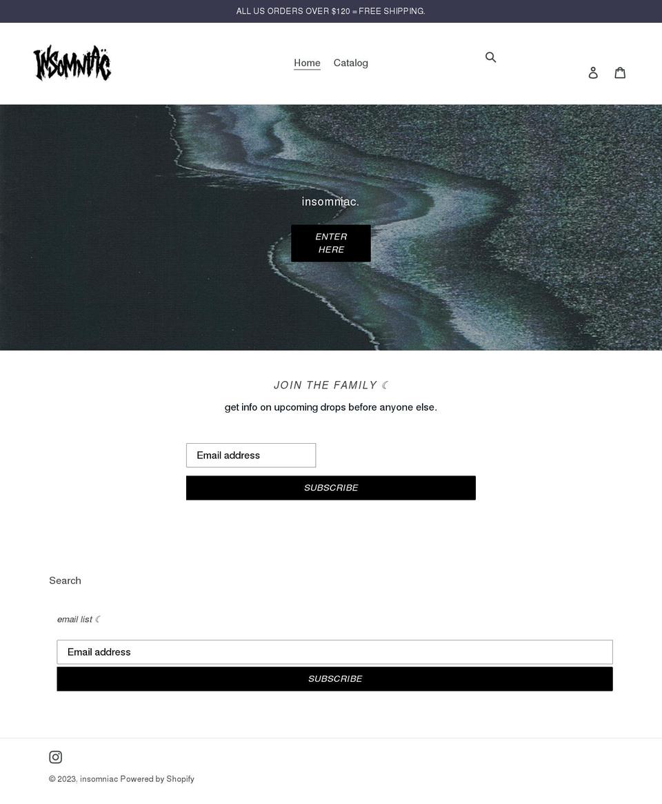 insomniacsupply.com shopify website screenshot