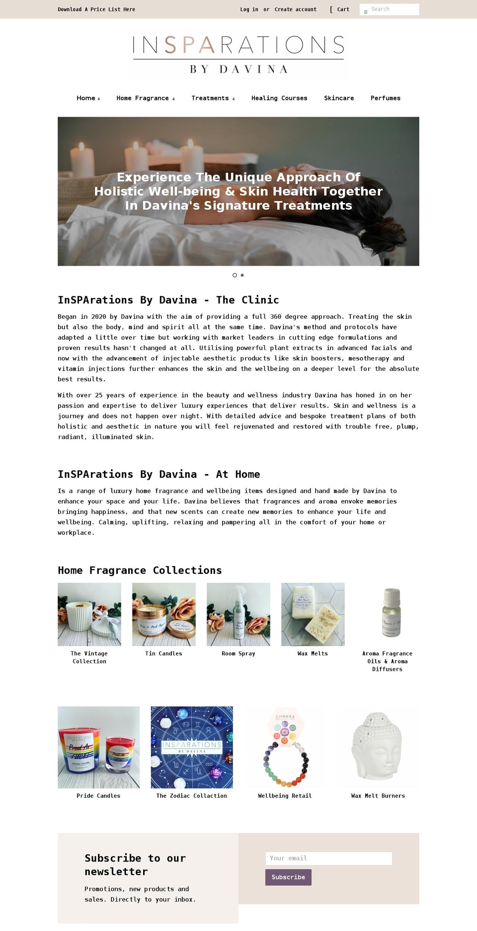 insparationsbydavina.co.uk shopify website screenshot