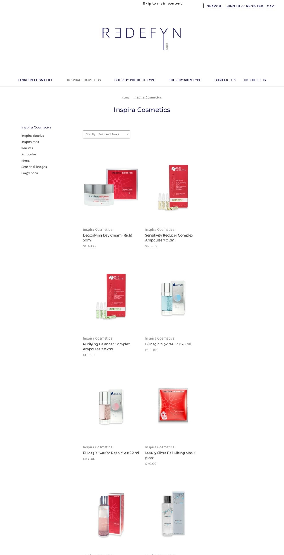 inspiracosmetics.com.au shopify website screenshot
